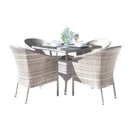 Athens 5-Piece Woven Armchair Dining Set with Cushions