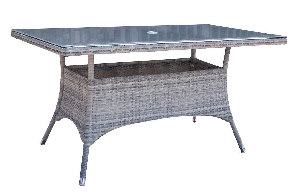 Hospitality Rattan PatioAthens Rectangular Dining Table with Tempered Glass 895-1399-WW-RT- BetterPatio.com