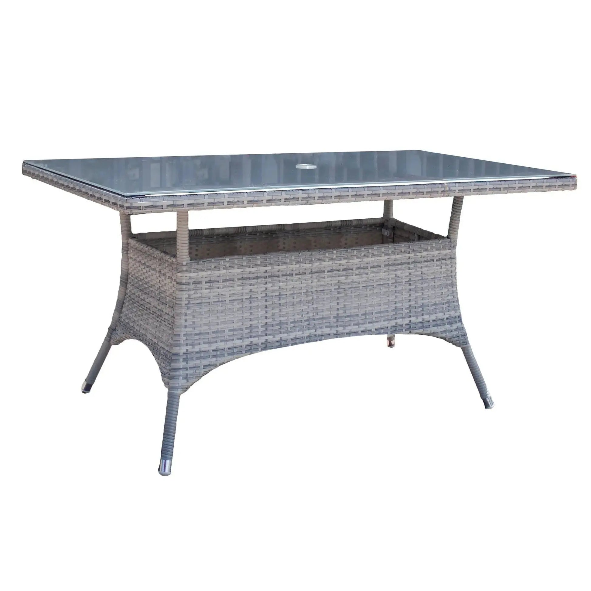 Hospitality Rattan PatioAthens Rectangular Dining Table with Tempered Glass 895-1399-WW-RT- BetterPatio.com