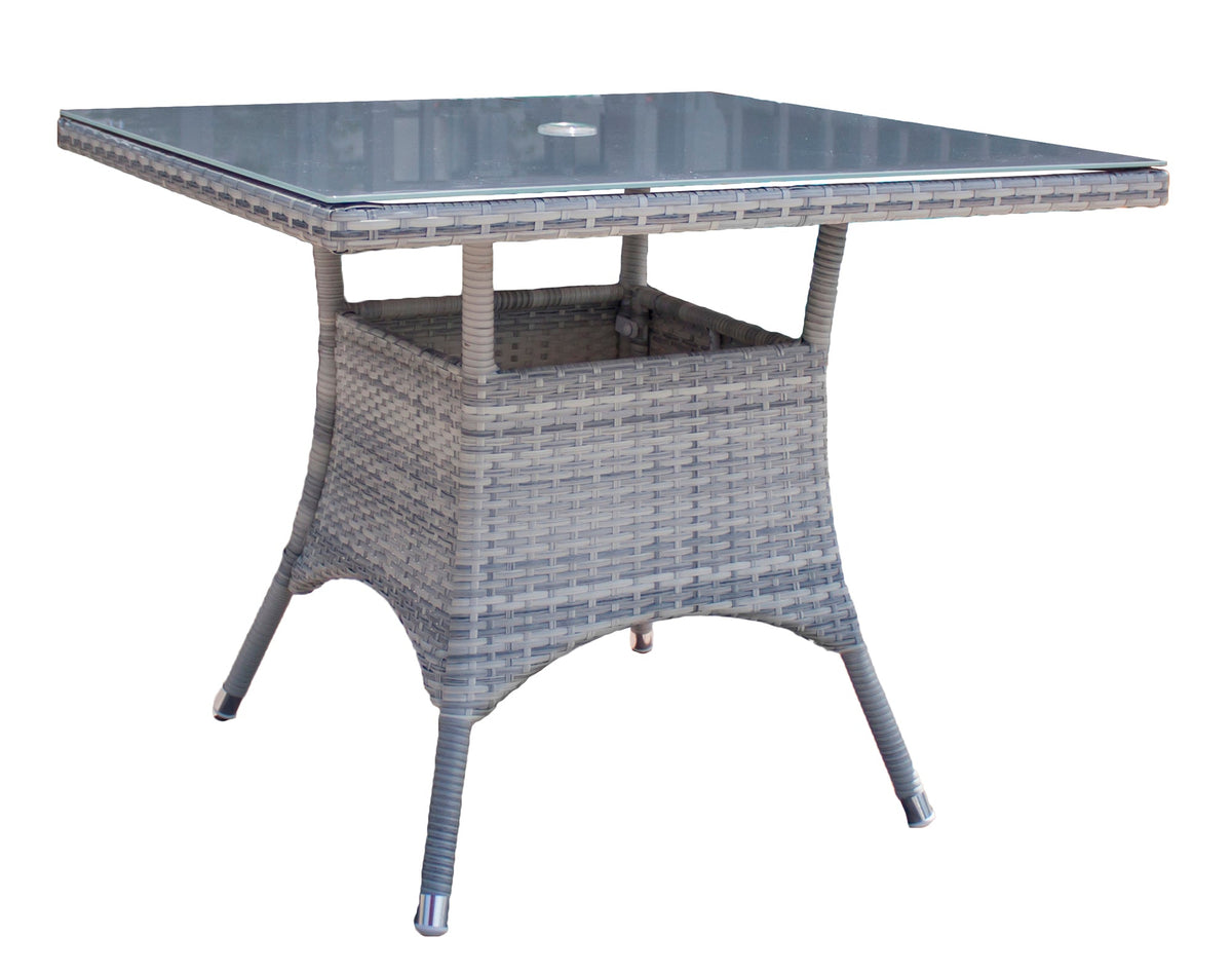 Hospitality Rattan PatioAthens Square Dining Table with Tempered Glass 895-1399-WW-SQ- BetterPatio.com