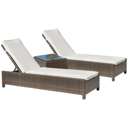 Hospitality Rattan PatioFiji 3-Piece Chaise Lounge Set with Cushions 901-1347-ATQ-3CL-CUSH/SU-705- BetterPatio.com