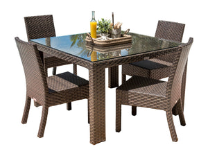 Hospitality Rattan PatioFiji 5-Piece Side Chair Dining Set with Cushions 901-3347-ATQ-5DS-CUSH/SU-705- BetterPatio.com