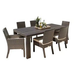 Fiji 7 PC Dining Set with Glass Top and Seating Cushions 901-3347-ATQ-7AS-GLASS