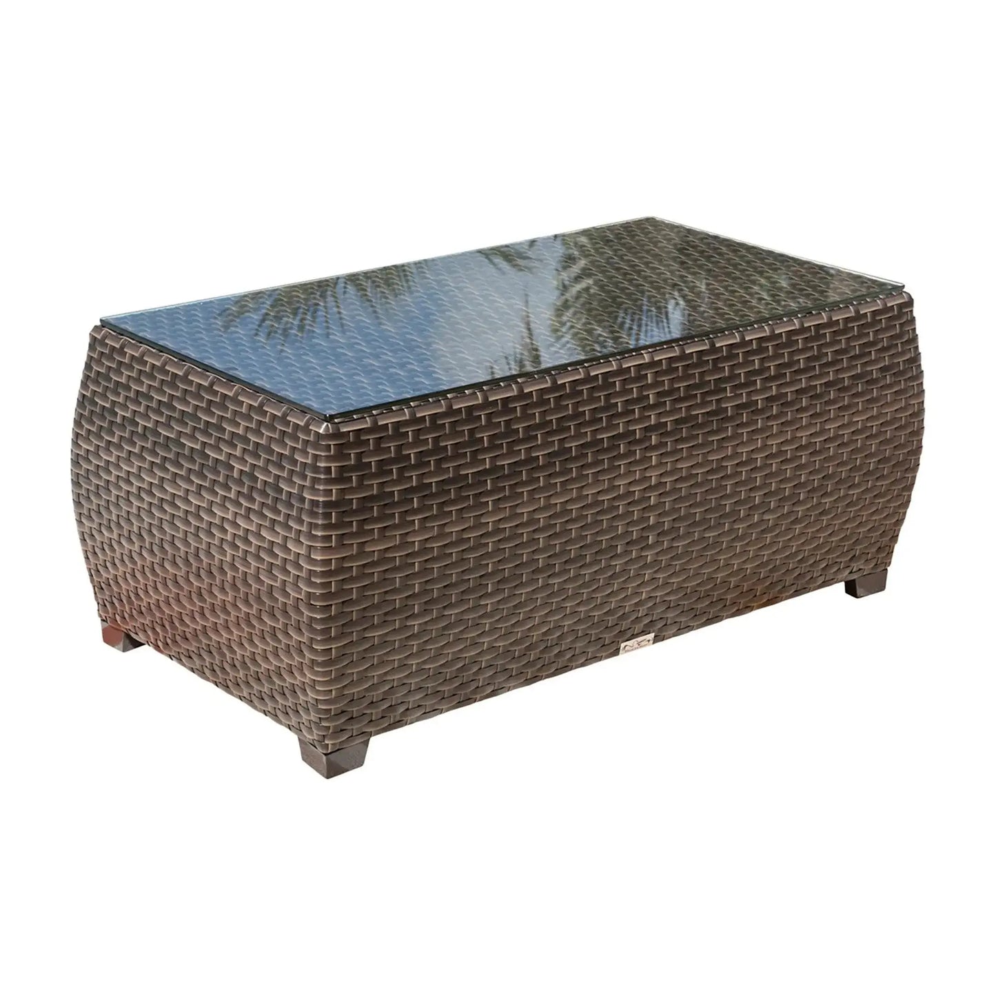 Hospitality Rattan PatioFiji Coffee Table with Glass 901-1347-ATQ-CT-GL- BetterPatio.com