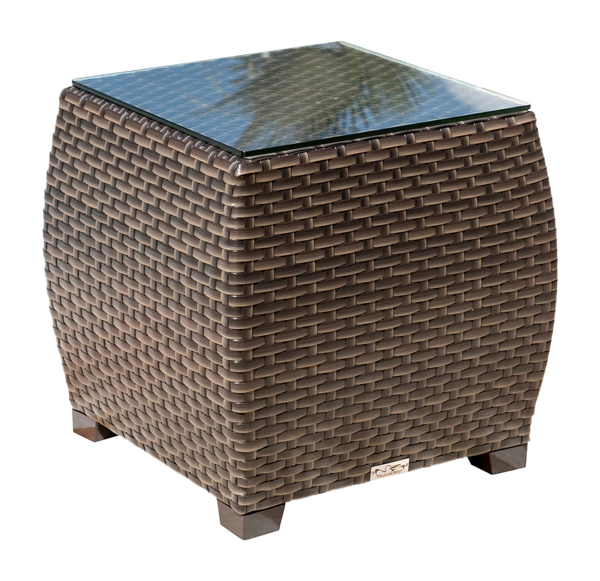Hospitality Rattan PatioFiji End Table with Glass 901-1347-ATQ-ET-GL- BetterPatio.com