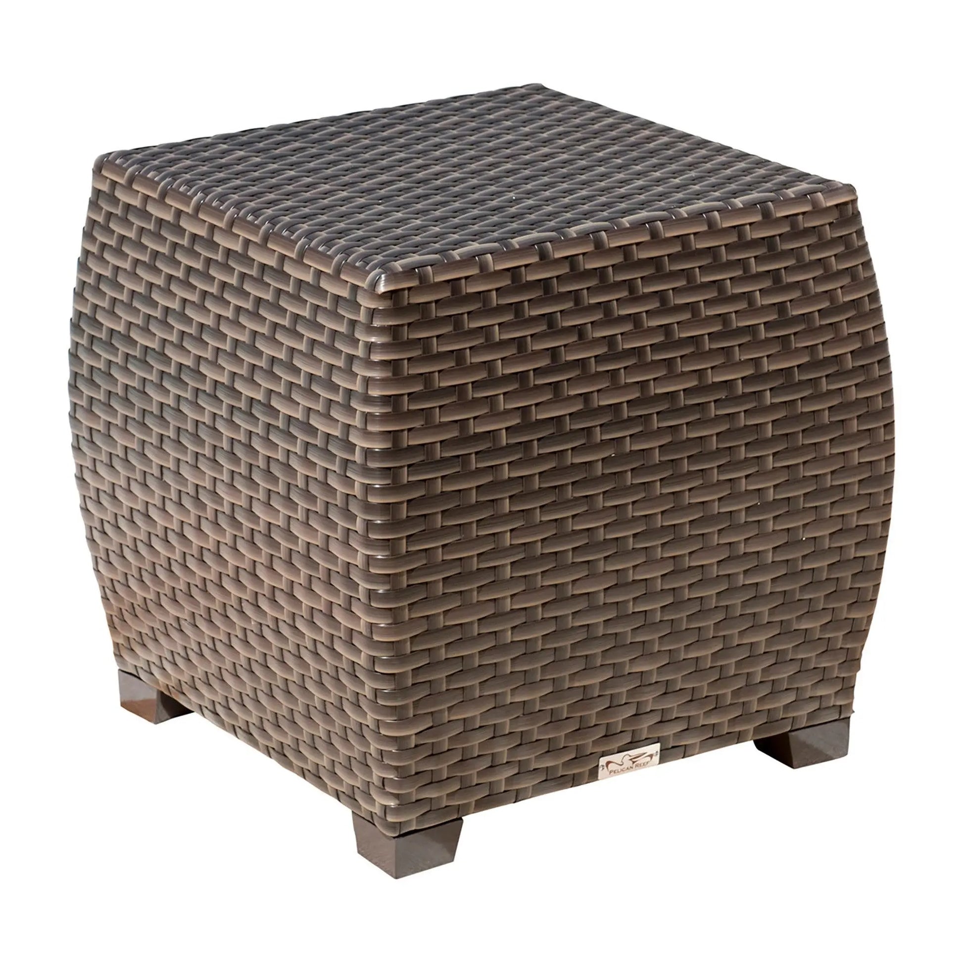 Hospitality Rattan PatioFiji End Table with Glass 901-1347-ATQ-ET-GL- BetterPatio.com