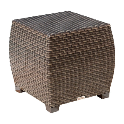 Hospitality Rattan PatioFiji End Table with Glass 901-1347-ATQ-ET-GL- BetterPatio.com