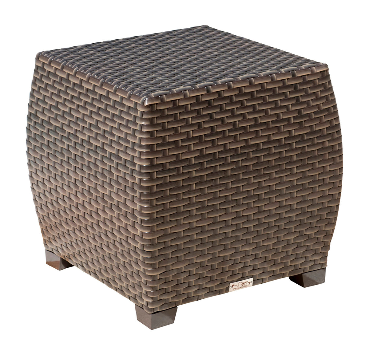 Hospitality Rattan PatioFiji End Table with Glass 901-1347-ATQ-ET-GL- BetterPatio.com