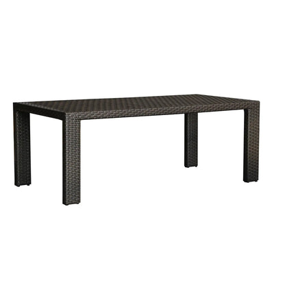 Hospitality Rattan PatioFiji Rectangular Woven Dining Table with Glass 901-3347-ATQ-RT-GL- BetterPatio.com
