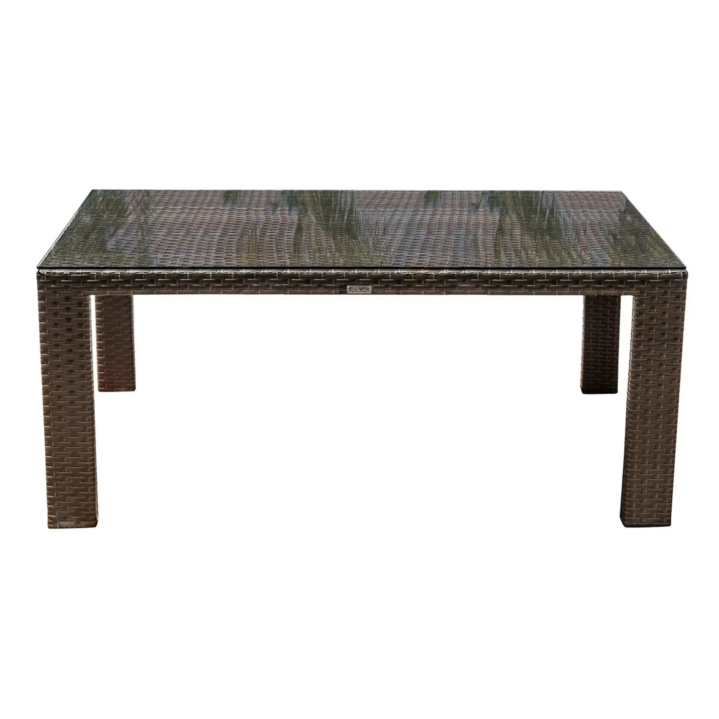 Hospitality Rattan PatioFiji Rectangular Woven Dining Table with Glass 901-3347-ATQ-RT-GL- BetterPatio.com