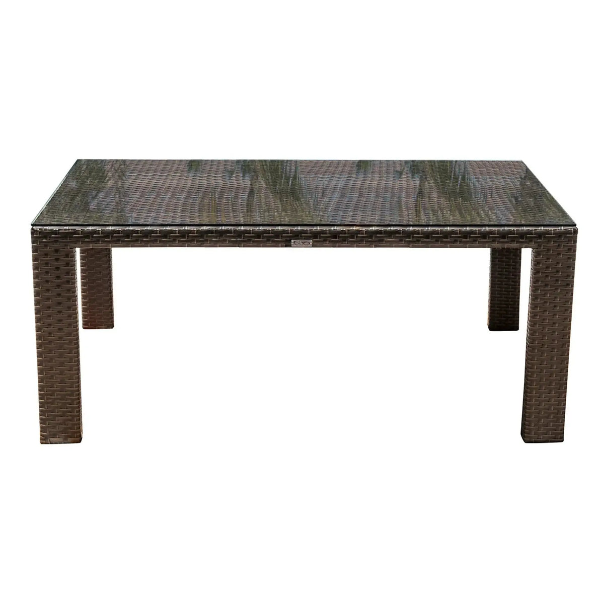 Hospitality Rattan PatioFiji Rectangular Woven Dining Table with Glass 901-3347-ATQ-RT-GL- BetterPatio.com