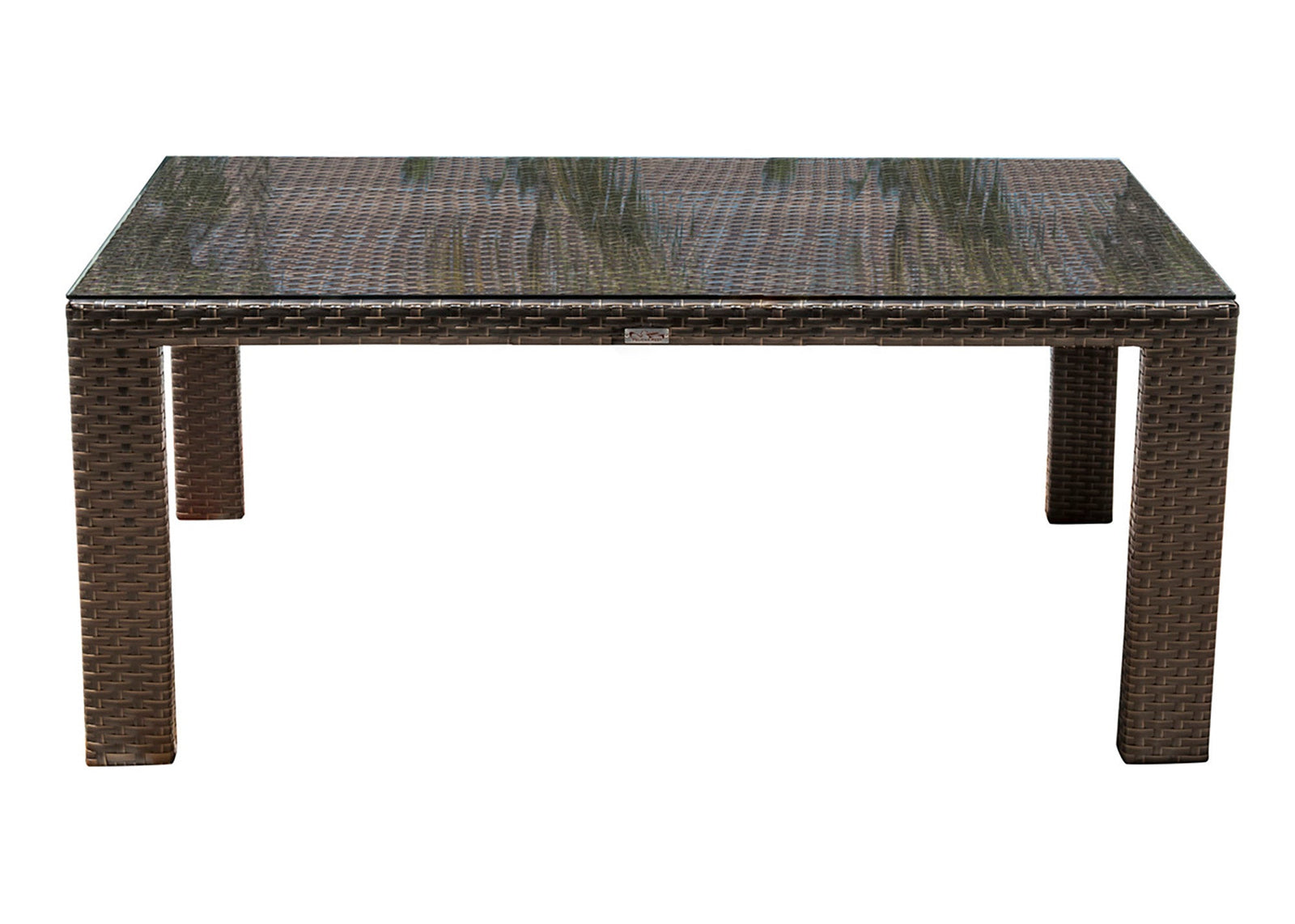 Hospitality Rattan PatioFiji Rectangular Woven Dining Table with Glass 901-3347-ATQ-RT-GL- BetterPatio.com