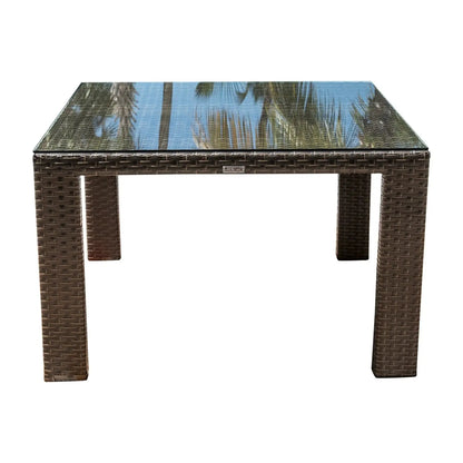 Hospitality Rattan PatioFiji Square Woven Dining Table with Glass 901-3347-ATQ-ST-GL- BetterPatio.com