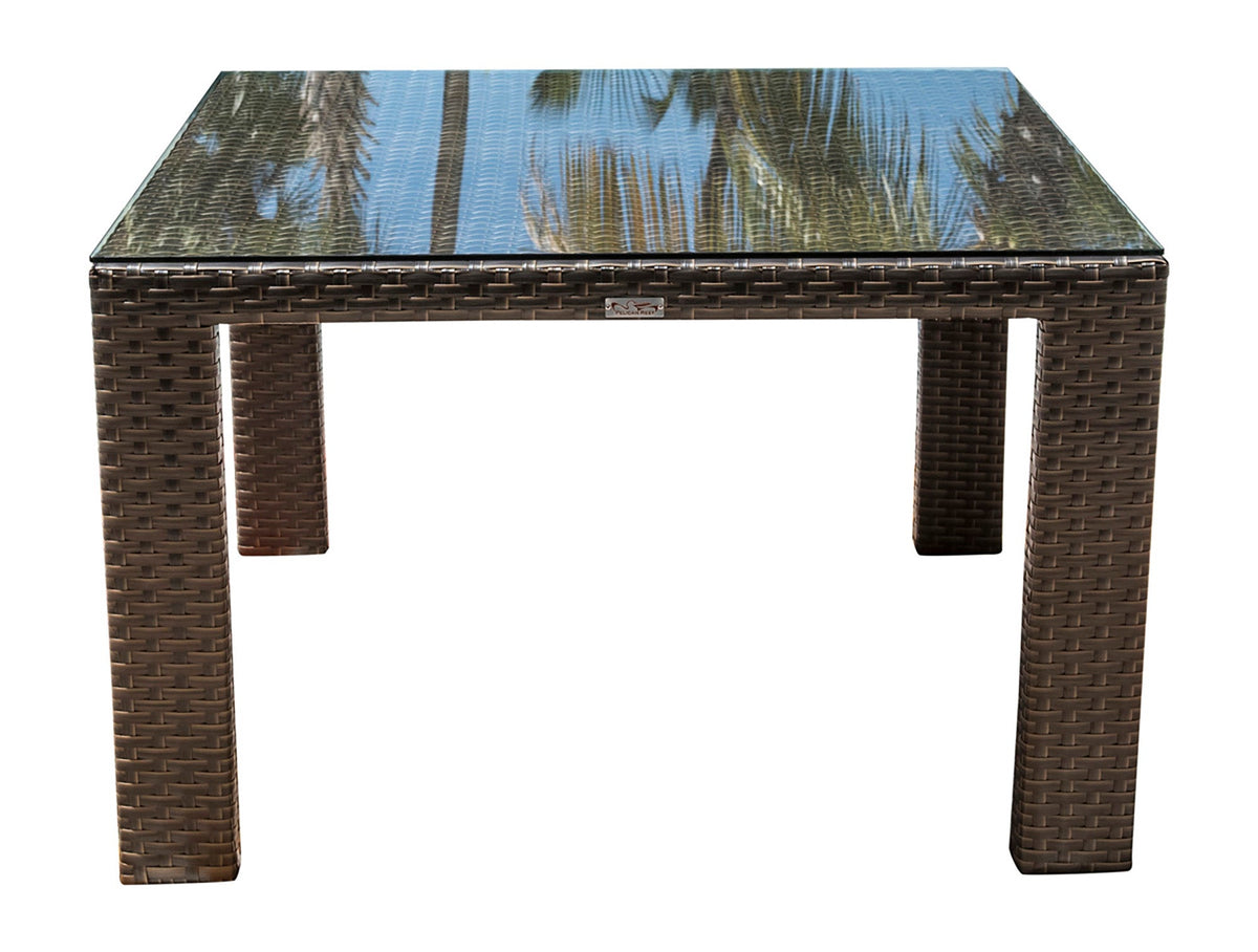 Hospitality Rattan PatioFiji Square Woven Dining Table with Glass 901-3347-ATQ-ST-GL- BetterPatio.com