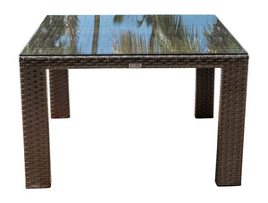 Hospitality Rattan PatioFiji Square Woven Dining Table with Glass 901-3347-ATQ-ST-GL- BetterPatio.com