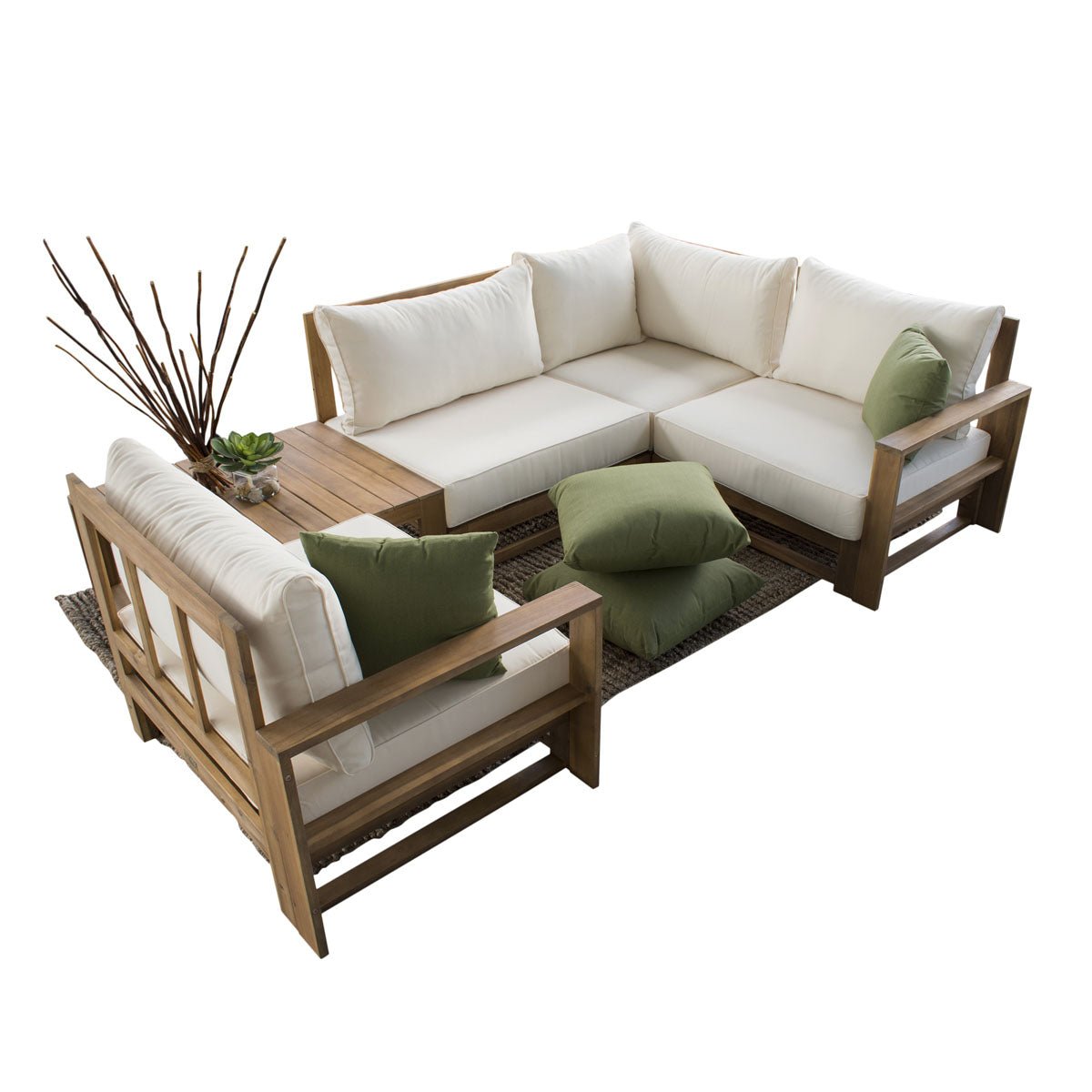 Hospitality Rattan PatioGrand Cay 5-Piece Modular Sectional 619-1266-NAT/SU-705- BetterPatio.com