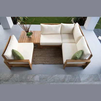 Hospitality Rattan PatioGrand Cay 5-Piece Modular Sectional 619-1266-NAT/SU-705- BetterPatio.com