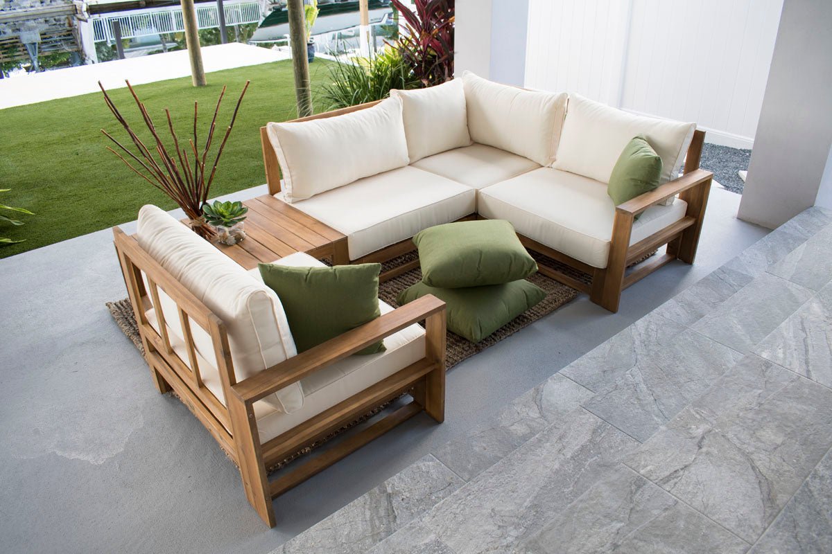 Hospitality Rattan PatioGrand Cay 5-Piece Modular Sectional 619-1266-NAT/SU-705- BetterPatio.com