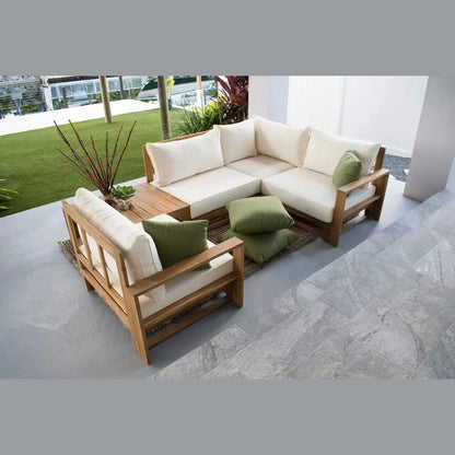 Hospitality Rattan PatioGrand Cay 5-Piece Modular Sectional 619-1266-NAT/SU-705- BetterPatio.com