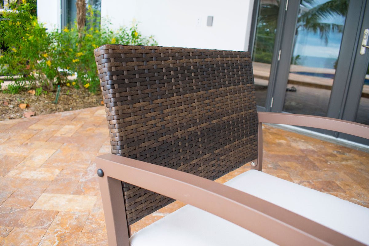 Hospitality Rattan PatioHospitality Rattan Patio Andros 4-Piece Patio Settee 3213-BRW-4PC-SET/SU-705- BetterPatio.com