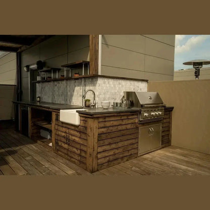 Summerset Alturi 30 ALT30T - Industrial wooden pool deck outdoor grill setup
