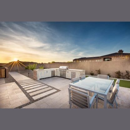 Summerset Alturi 30 ALT30T - Ivory tile pathway at sunset outdoor kitchen setting