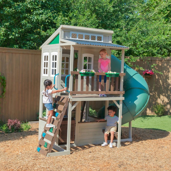 KidKraftKidKraft Cozy Escape Double Decker Wooden Outdoor Playhouse F29045 F29045- BetterPatio.com