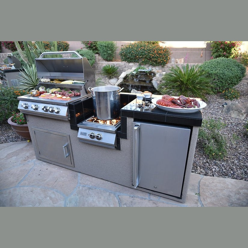 KoKoMo GrillsKoKoMo Grills 7 Foot BBQ Island With Power Burner, Fridge, Built-in BBQ Grill KO-PWRBRN-4BG-FRGE- BetterPatio.com