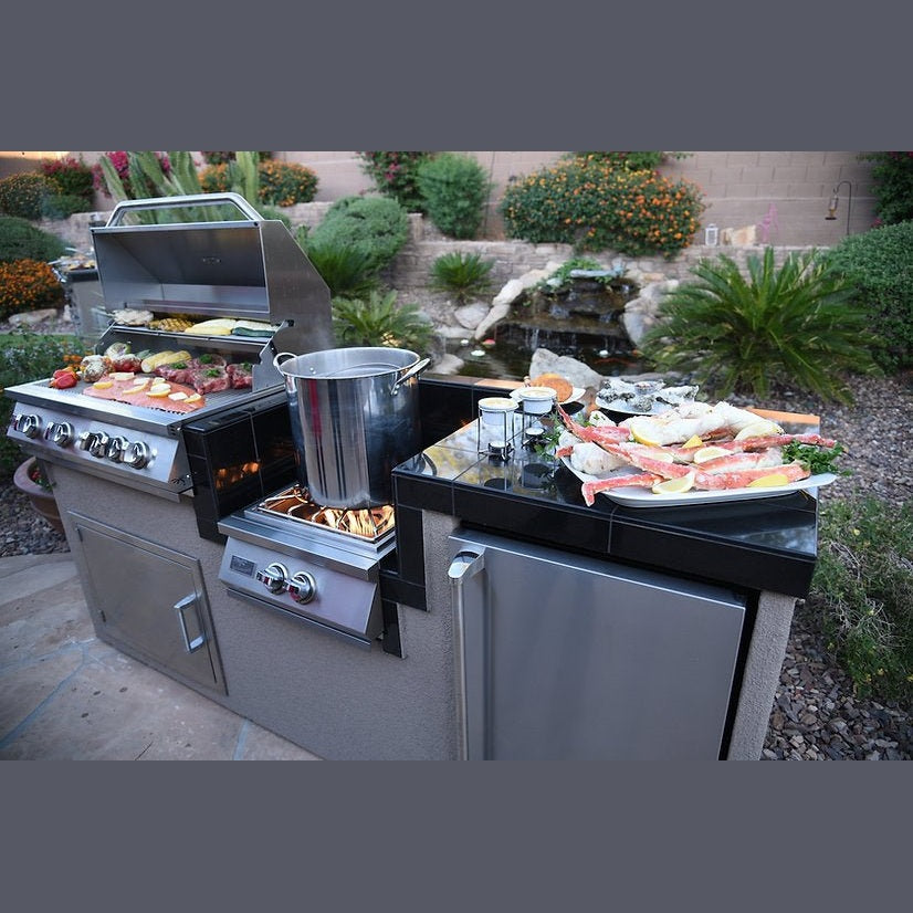 KoKoMo GrillsKoKoMo Grills 7 Foot BBQ Island With Power Burner, Fridge, Built-in BBQ Grill KO-PWRBRN-4BG-FRGE- BetterPatio.com