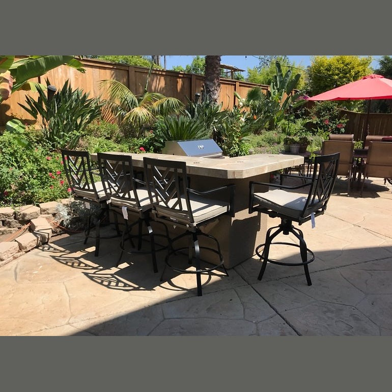 KoKoMo GrillsKoKoMo Grills 7 Foot L-Shape BBQ Island With Bar Seating, Built-in BBQ Grill L-Shape-StJohnHBar1- BetterPatio.com