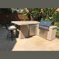 KoKoMo Grills 7 Foot L-Shape BBQ Island With Bar Seating, Built-in BBQ Grill