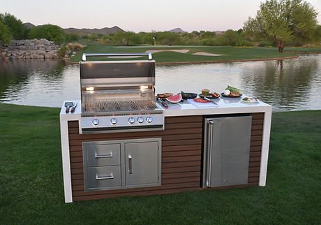 KoKoMo GrillsKokomo Grills 7 Foot Outdoor Kitchen with Grill, Fridge, Shiplap and Waterfall Edge Countertops KOK-SHIP-7FT- BetterPatio.com