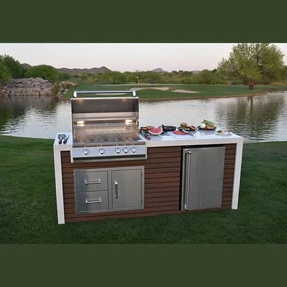 KoKoMo GrillsKokomo Grills 7 Foot Outdoor Kitchen with Grill, Fridge, Shiplap and Waterfall Edge Countertops KOK-SHIP-7FT- BetterPatio.com