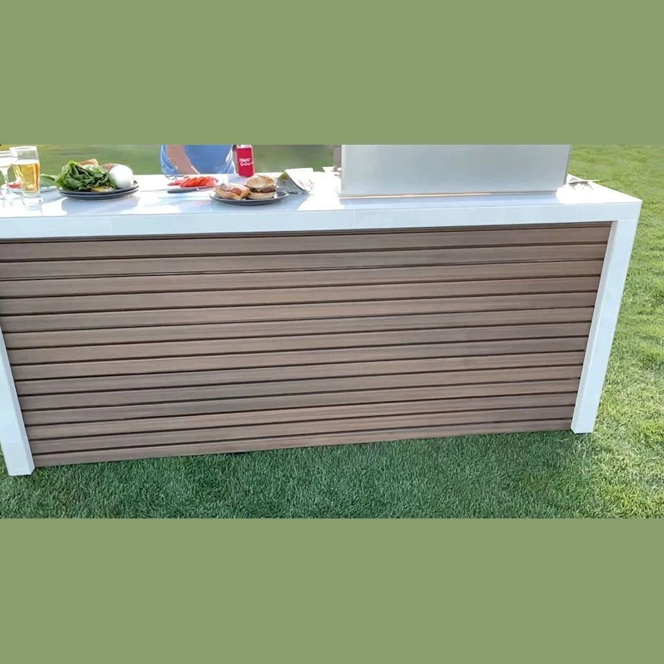 KoKoMo GrillsKokomo Grills 7 Foot Outdoor Kitchen with Grill, Fridge, Shiplap and Waterfall Edge Countertops KOK-SHIP-7FT- BetterPatio.com