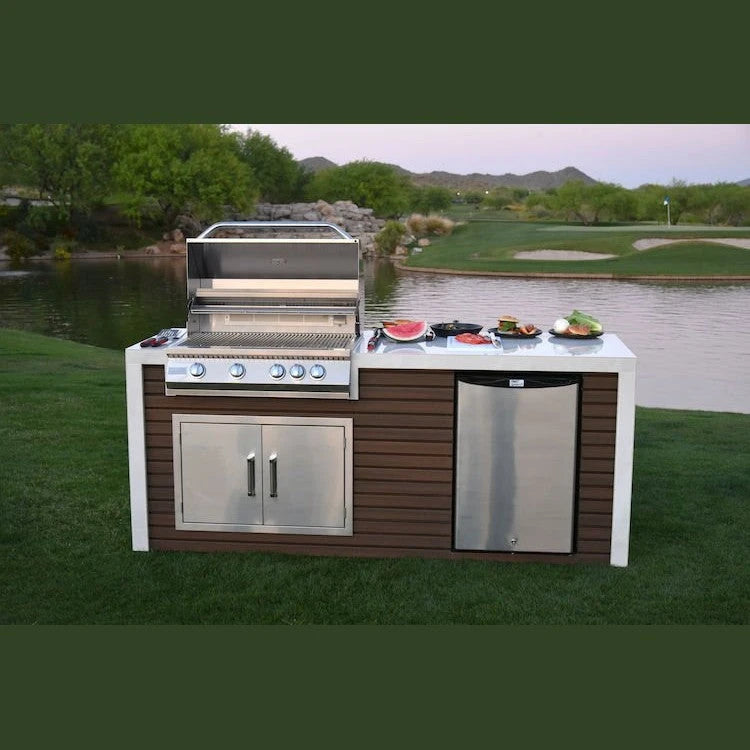 KoKoMo GrillsKokomo Grills 7 Foot Outdoor Kitchen with Grill, Fridge, Shiplap and Waterfall Edge Countertops KOK-SHIP-7FT- BetterPatio.com