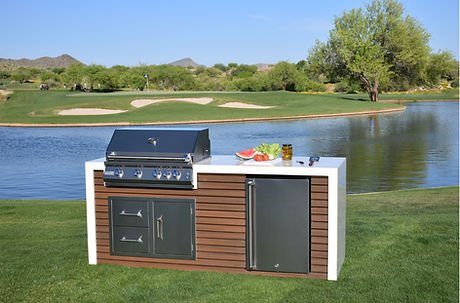 KoKoMo GrillsKokomo Grills 7 Foot Outdoor Kitchen with Grill, Fridge, Shiplap and Waterfall Edge Countertops KOK-SHIP-7FT- BetterPatio.com