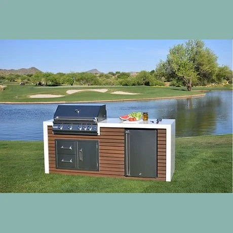 KoKoMo GrillsKokomo Grills 7 Foot Outdoor Kitchen with Grill, Fridge, Shiplap and Waterfall Edge Countertops KOK-SHIP-7FT- BetterPatio.com