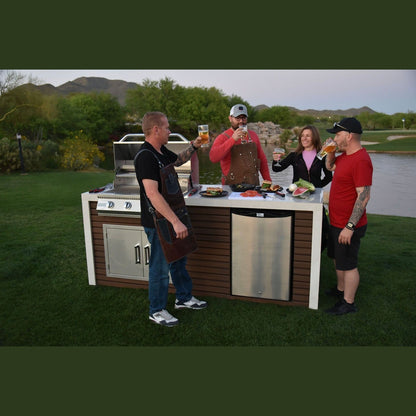 KoKoMo GrillsKokomo Grills 7 Foot Outdoor Kitchen with Grill, Fridge, Shiplap and Waterfall Edge Countertops KOK-SHIP-7FT- BetterPatio.com
