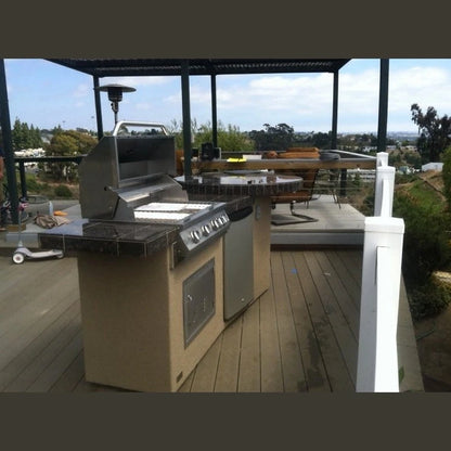 KoKoMo GrillsKoKoMo Grills 9 Foot BBQ Island With Round Bar Seating, Built-in BBQ Grill Fire-Island- BetterPatio.com