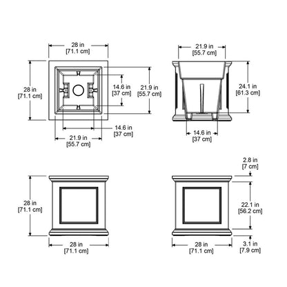 MayneMayne Fairfield 28in Square Planter 8800 8800-B- BetterPatio.com