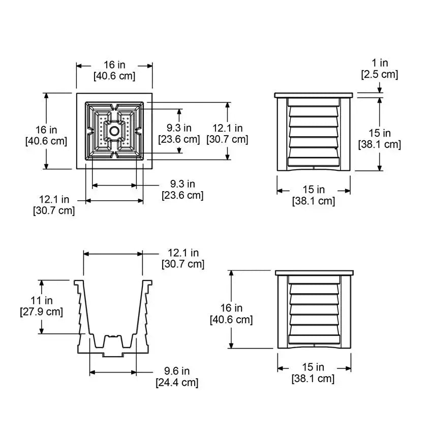 MayneMayne Lakeland 16x16 Square Planter 5866 5866-B- BetterPatio.com