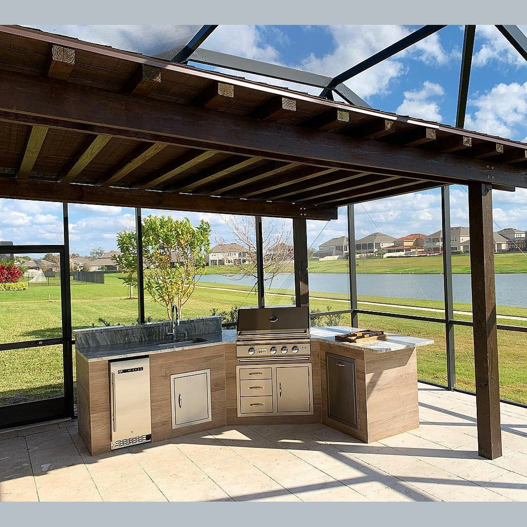 Summerset Sizzler 26 SIZ26 - Porcelain tile grill island giant pergola in Orlando