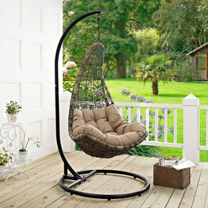 ModwayModway Abate Outdoor Patio Swing Chair With Stand EEI-2276 EEI-2276-BLK-MOC-SET- BetterPatio.com