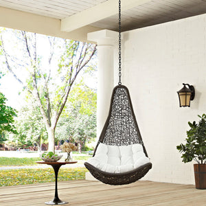 ModwayModway Abate Outdoor Patio Swing Chair Without Stand EEI-2657 EEI-2657-GRY-WHI-SET- BetterPatio.com