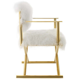 ModwayModway Action Pure White Cashmere Accent Director's Chair EEI-3269 EEI-3269-GLD-WHI- BetterPatio.com