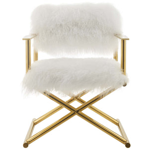 ModwayModway Action Pure White Cashmere Accent Director's Chair EEI-3269 EEI-3269-GLD-WHI- BetterPatio.com