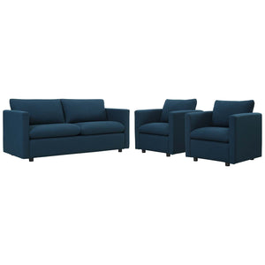 ModwayModway Activate 3 Piece Upholstered Fabric Set EEI-4046 EEI-4046-AZU-SET- BetterPatio.com