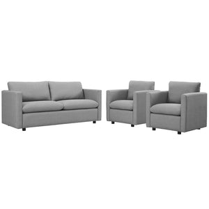 ModwayModway Activate 3 Piece Upholstered Fabric Set EEI-4046 EEI-4046-LGR-SET- BetterPatio.com