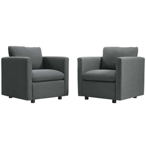 ModwayModway Activate Upholstered Fabric Armchair Set of 2 EEI-4078 EEI-4078-GRY- BetterPatio.com