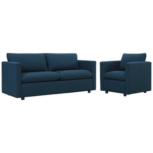 ModwayModway Activate Upholstered Fabric Sofa and Armchair Set EEI-4045 EEI-4045-AZU-SET- BetterPatio.com